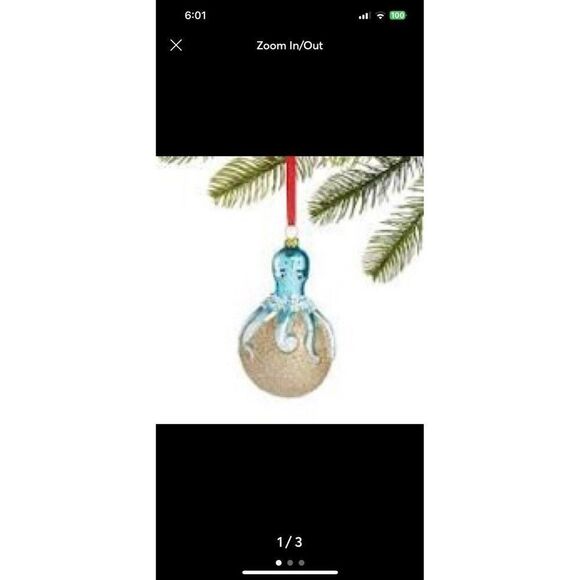 Holiday Lane At the Beach Molded Glass Octopus on a Ball Ornament - Picture 1 of 3